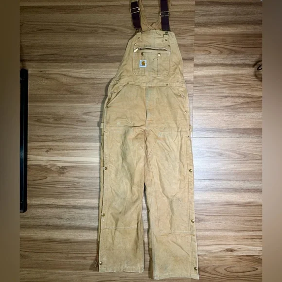 Vintage Carhartt Insulated Canvas Duck Bib Overalls - Picture 1 of 8